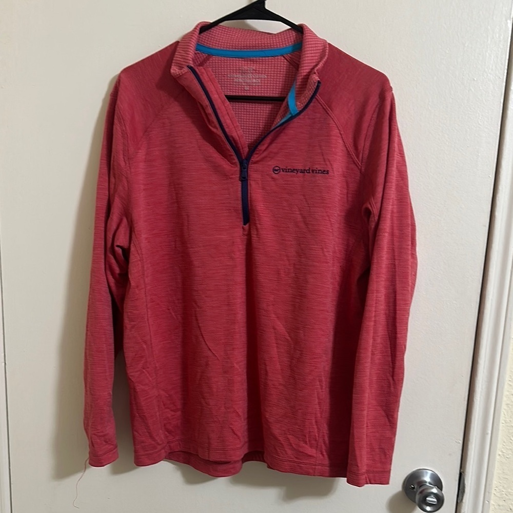 EUC Vineyard Vines Men’s‎ Performance Red Quarter Zip Pullover Medium